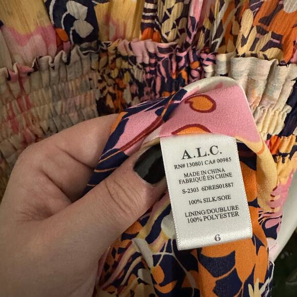 ALC Courtney Floral Silk Mini Dress in Midnight Rose Size 6 - Picture 7 of 7
